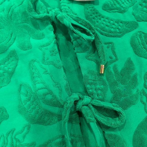 FARM Rio River Nature Terry Tie-Front Top Medium NWT Green Med M Anthropologie - Picture 4 of 13